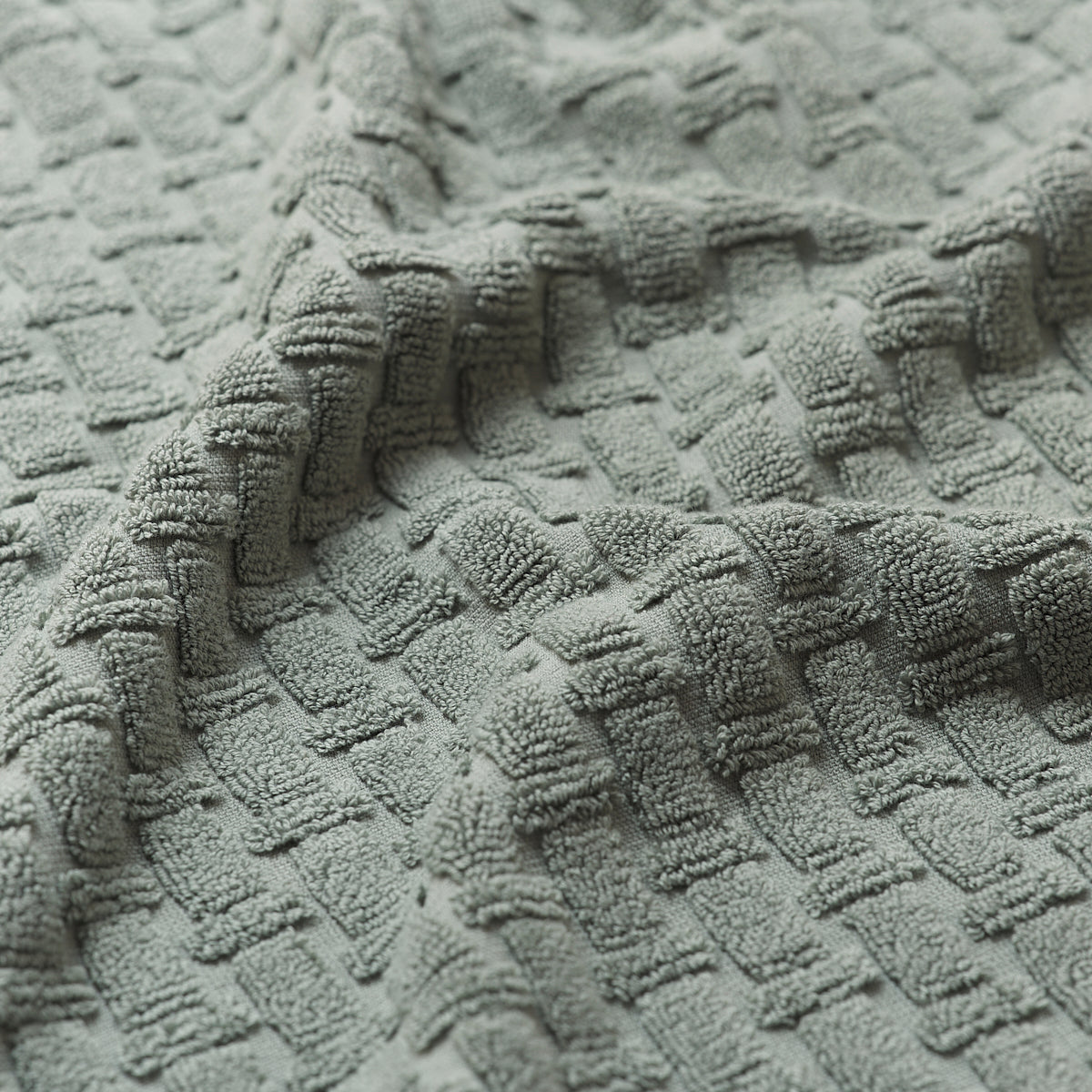 Ash Green Basketweave Cotton Towel Detail