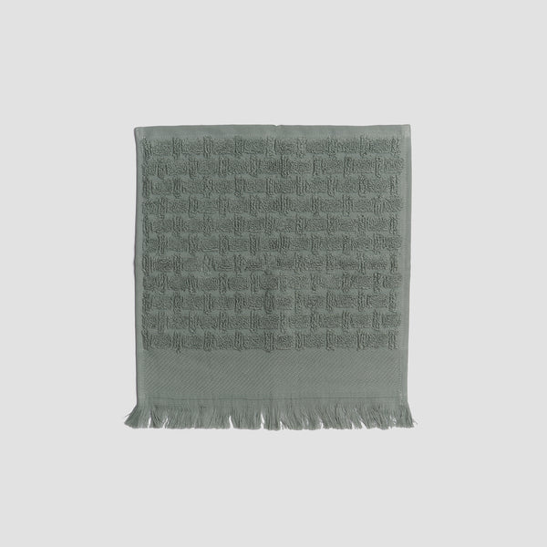 Ash Green Basketweave Cotton Washcloth