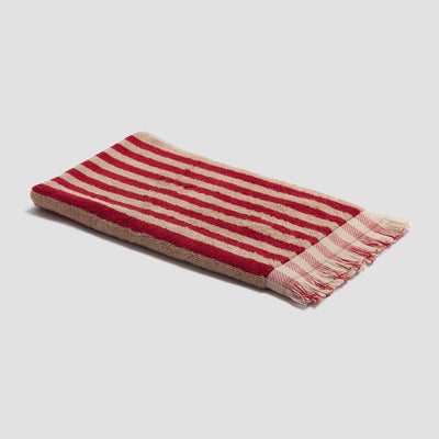 Sandstone Red Pembroke Stripe Washcloth