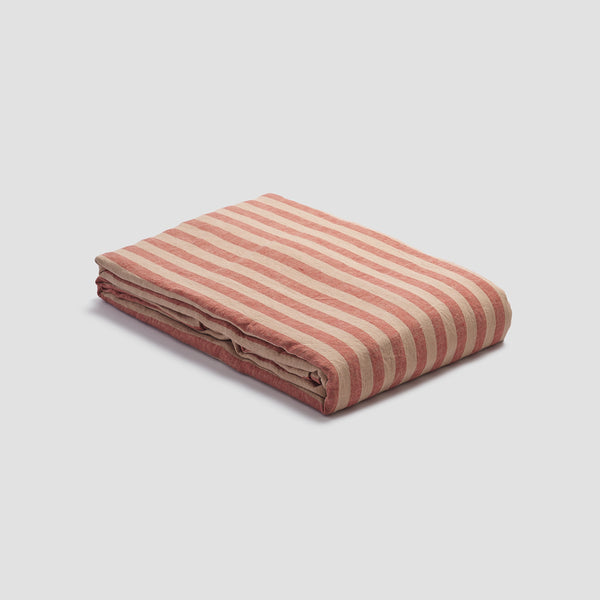 Sandstone Red Pembroke Stripe Linen Duvet Cover 