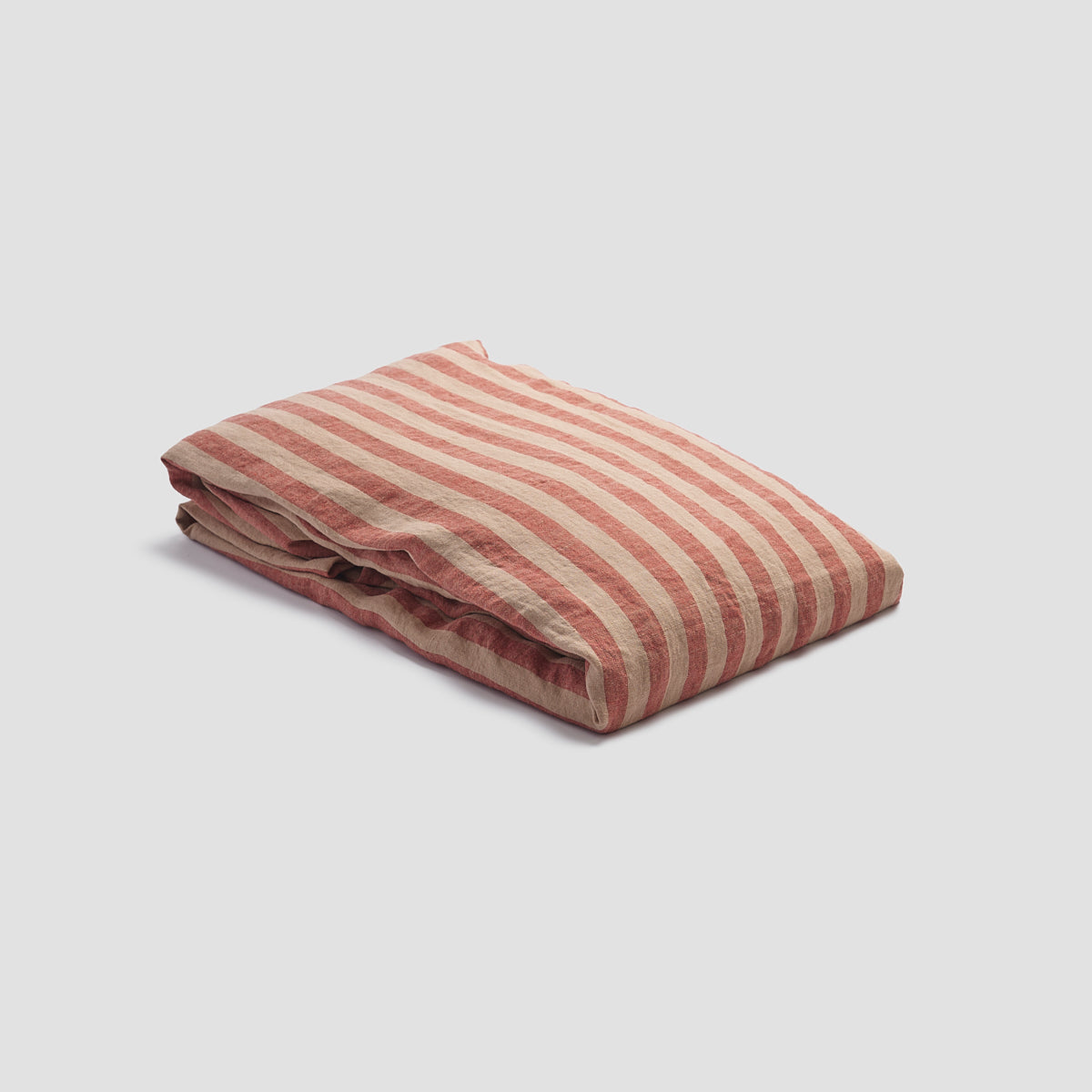 Sandstone Red Stripe 100% Linen Fitted Sheet