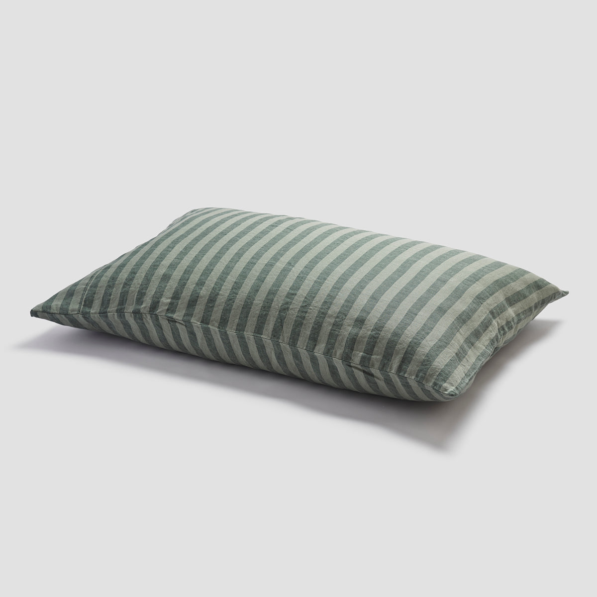 Pine Green Stripe 100% Linen Pillowcases (Pair)