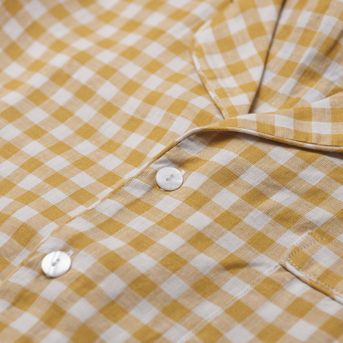 Men's Honey Gingham Pajama Shirt Collar Detail
