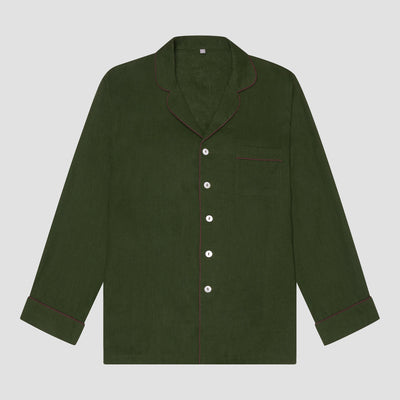 Fern Green Linen Tencel Men's Pajama Shirt - alternate image