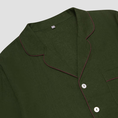 Fern Green Linen Tencel Men's Pajama Shirt