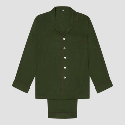 Men's Fern Green Linen Pajama Set - alternate image