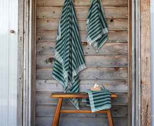 Pine Green Pembroke Stripe Cotton Towels