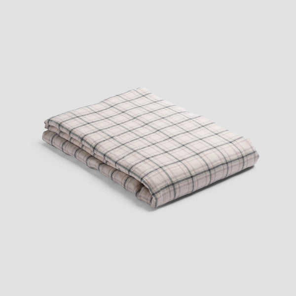 Natural Plaid Linen Sheet Set