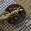 Botanical Green Linen Napkin and Runner, Botanical Green Gingham Tablecloth