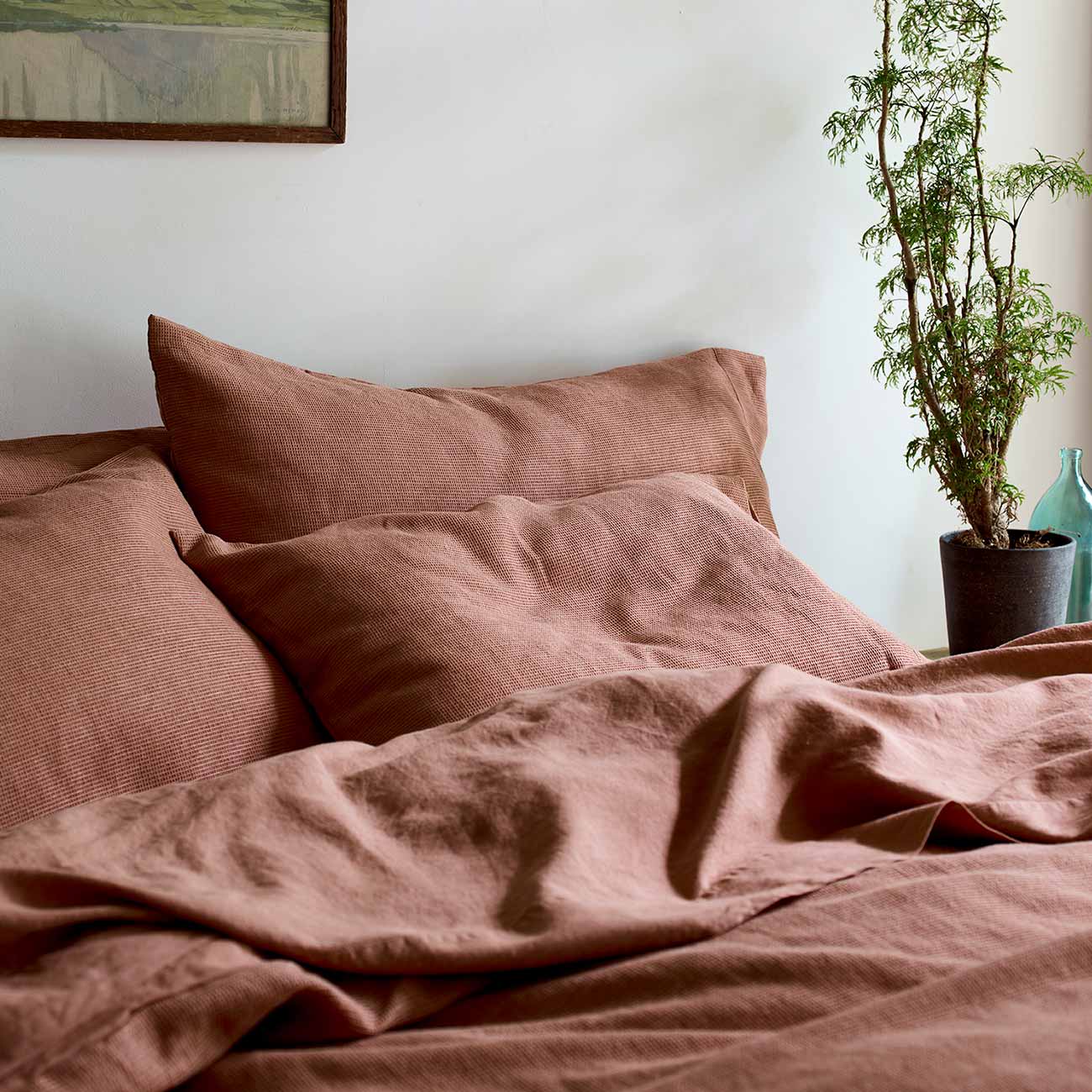 Toffee Waffle Chambray Linen Bedding