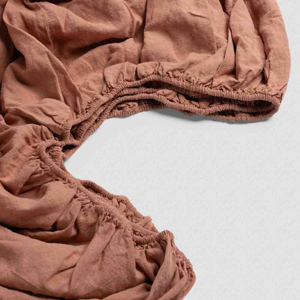 Toffee Waffle Chambray Linen Sheet Set