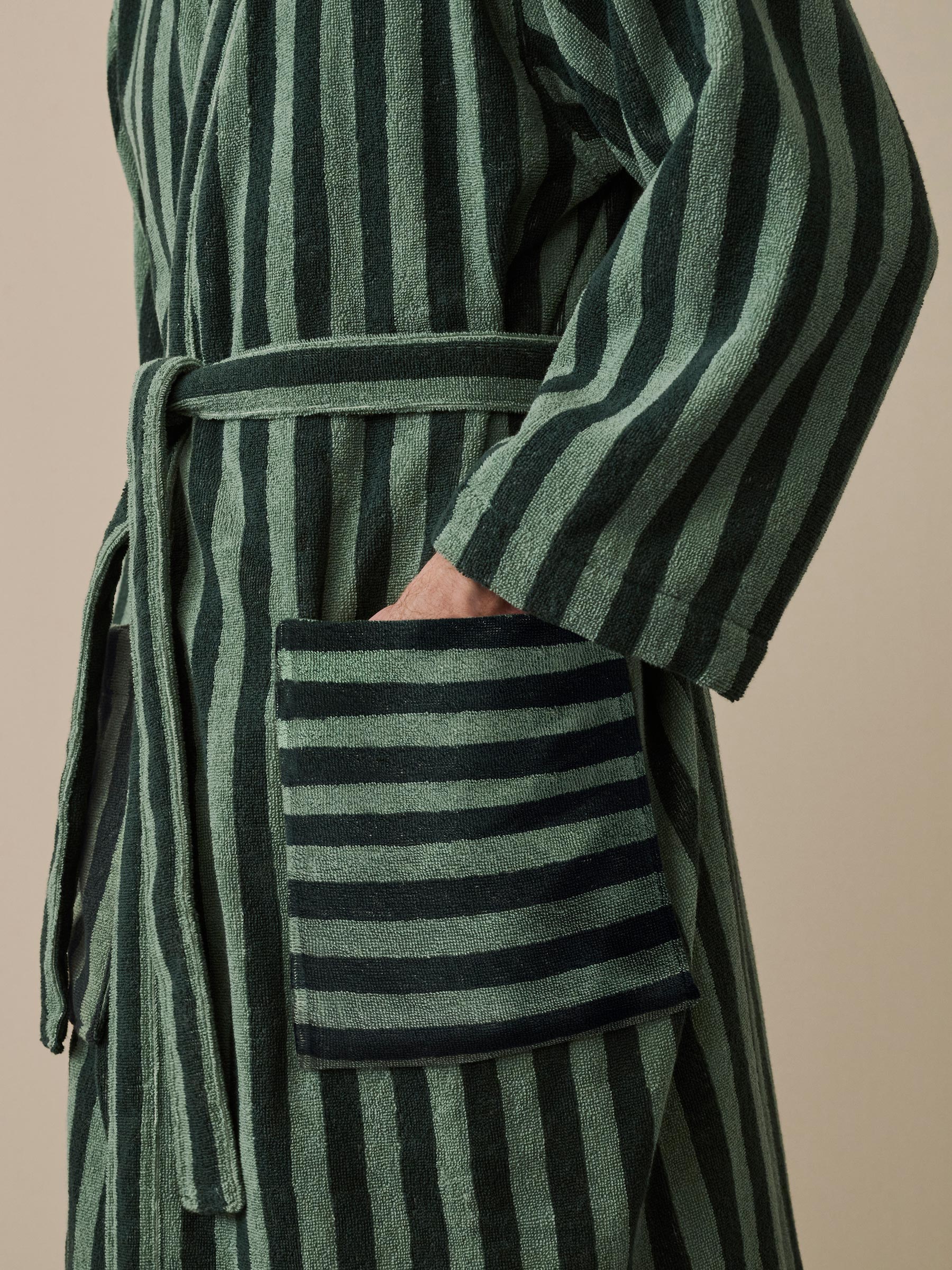 Pine Green Pembroke Stripe Cotton Robe