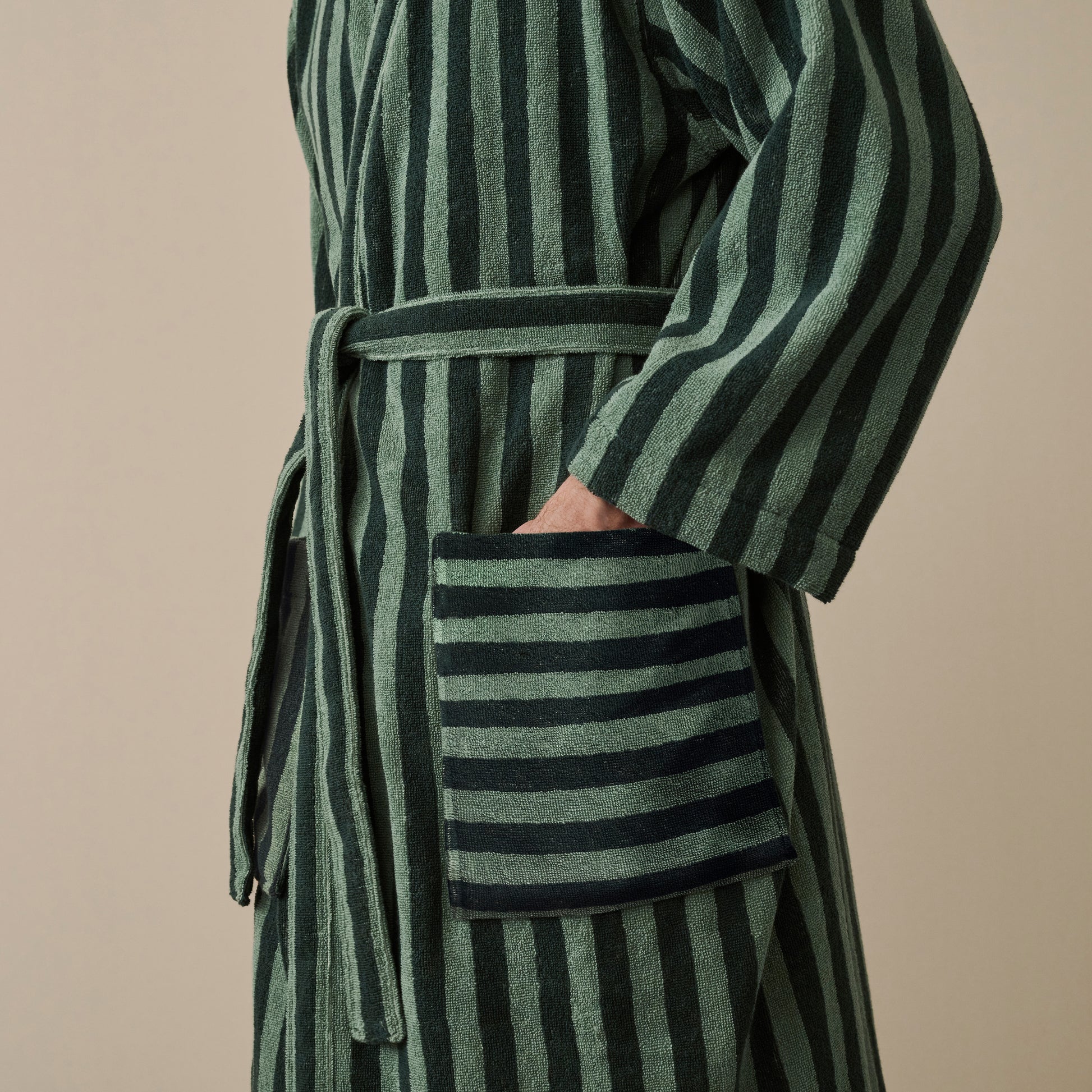 Pine Green Pembroke Stripe Cotton Robe