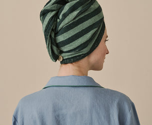 Pine Green Pembroke Stripe Cotton Hair Wrap