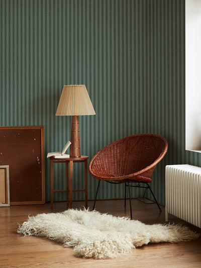 Pine Green Pembroke Stripe Wallpaper - alternate image