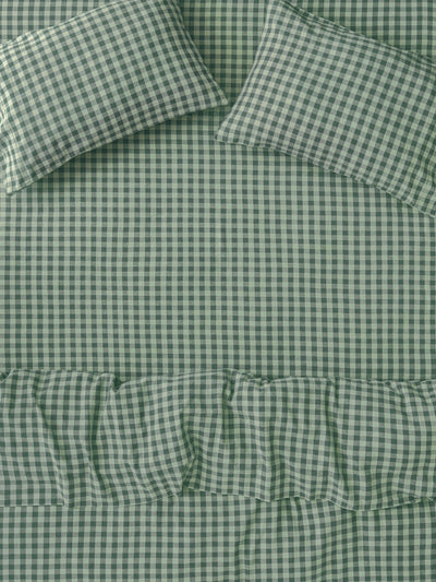 Pine Green Pembroke Gingham Linen Blend Fitted Sheet