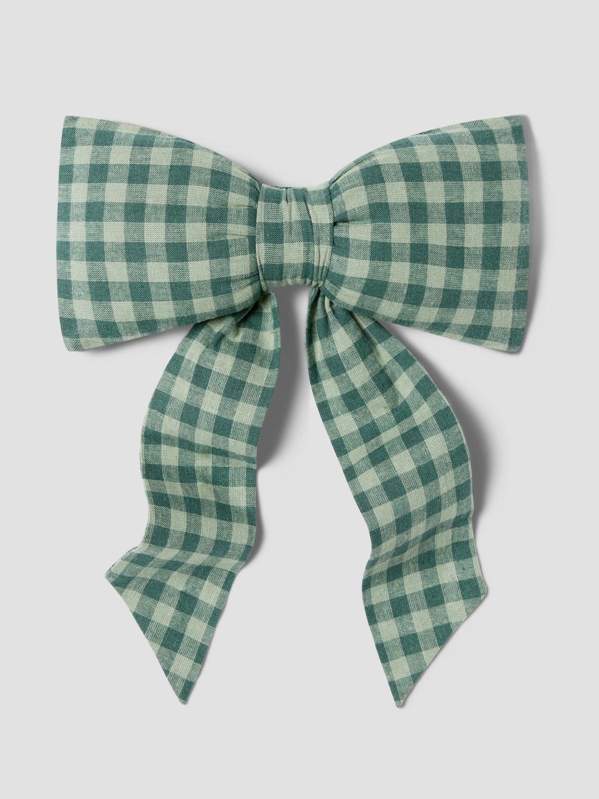 Pine Green Pembroke Gingham Linen Blend Small Bow