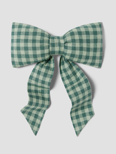 Pine Green Pembroke Gingham Linen Blend Small Bow