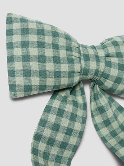 Pine Green Pembroke Gingham Linen Blend Small Bow - alternate image
