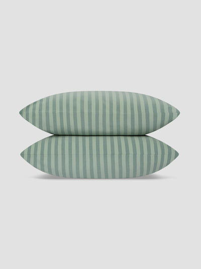 Pine Green Pembroke Stripe Linen Blend Pillowcase (Pair) - alternate image
