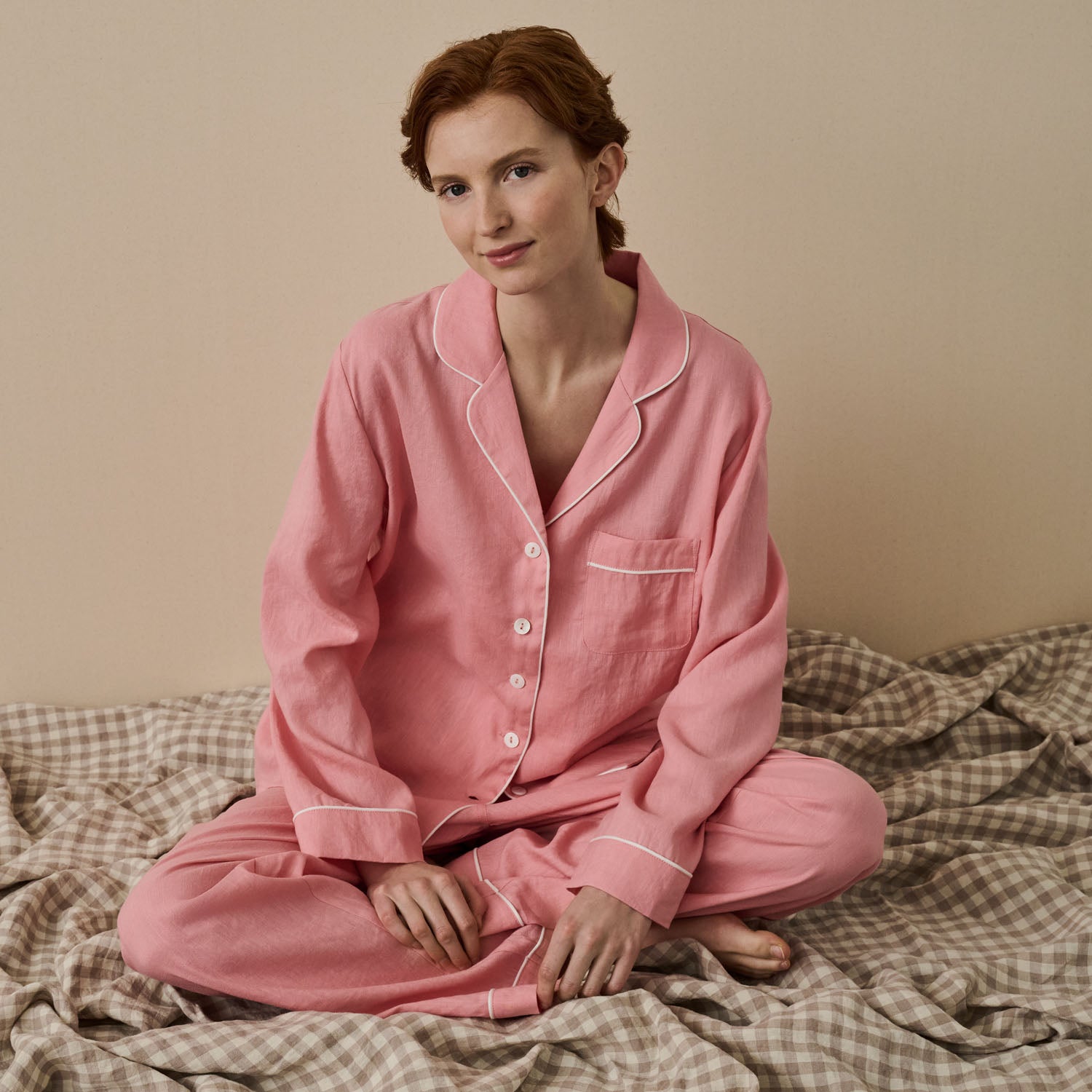 Pink Bloom Linen Pajama Set