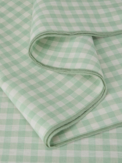 Sage Green Gingham Linen Blend Table Runner