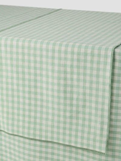 Sage Green Gingham Linen Blend Table Runner - alternate image