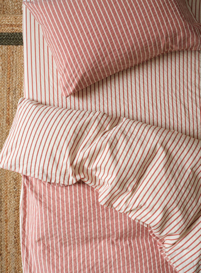 Auburn Red Texture Stripe Cotton Kids Bedding Set - alternate image
