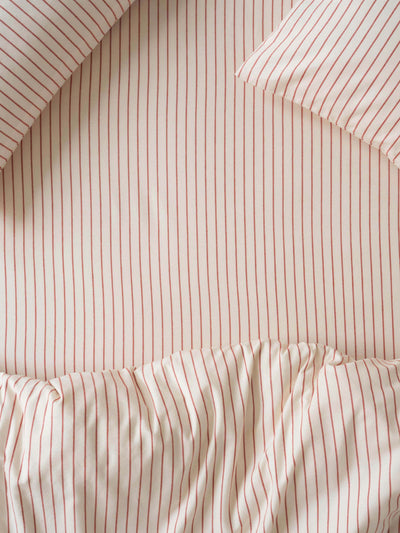 Red Clayton Stripe Flannel Cotton Fitted Sheet