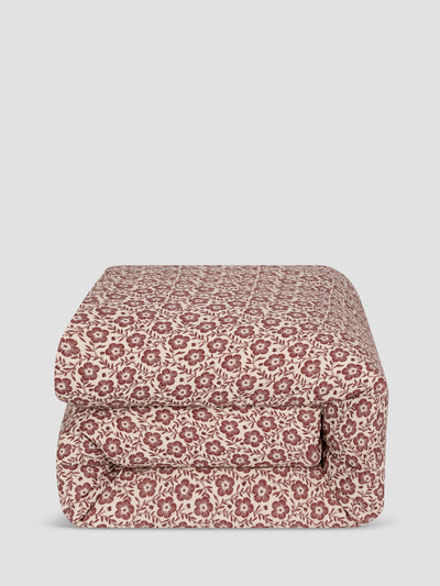 Rhubarb Folk Floral Linen Blend Duvet Cover - alternate image