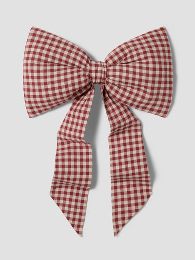 Rhubarb Gingham Linen Blend Large Bow - alternate image