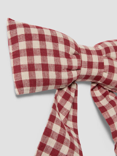 Rhubarb Gingham Linen Blend Small Bow - alternate image