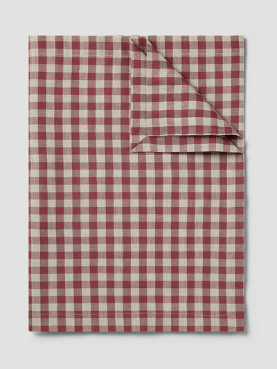 Rhubarb Gingham Linen Blend Table Runner - alternate image