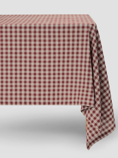 Rhubarb Gingham Linen Blend Tablecloth