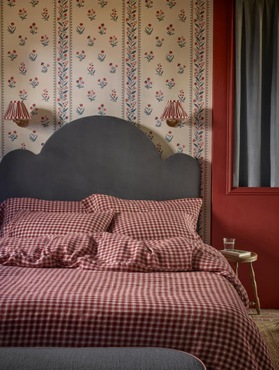 Rhubarb Heritage Gingham 100% Linen Duvet Cover
