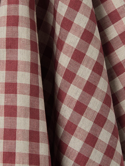 Rhubarb/Oatmeal Gingham Linen Blend Tea Towel - alternate image