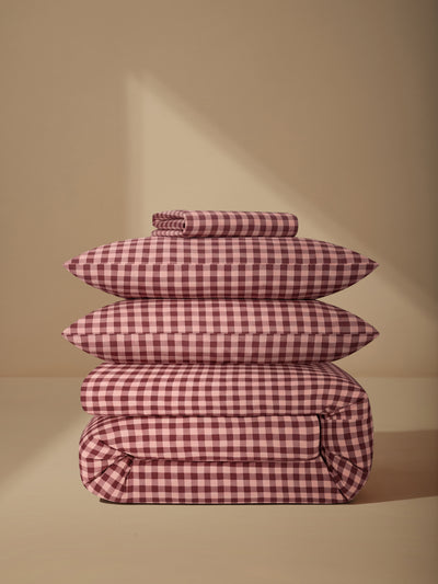 Rhubarb & Rose Pembroke Gingham Linen Blend Bedding Set