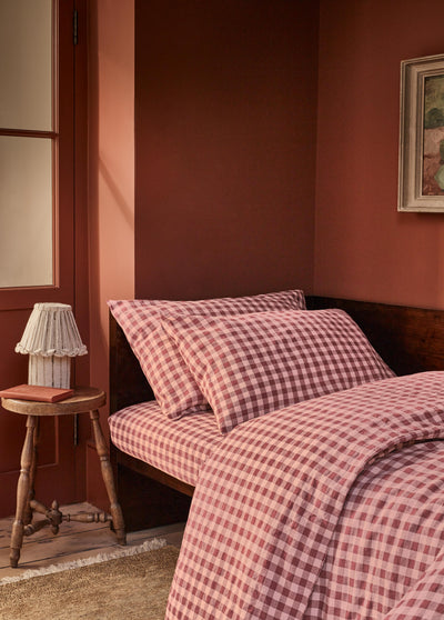 Rhubarb & Rose Pembroke Gingham Linen Blend Duvet Cover