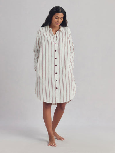 Rhubarb Kemptown Stripe Linen Blend Nightshirt - alternate image