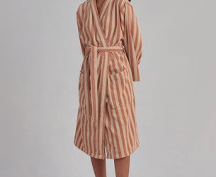 Sand Shell Pembroke Stripe Cotton Robe - Piglet in Bed US