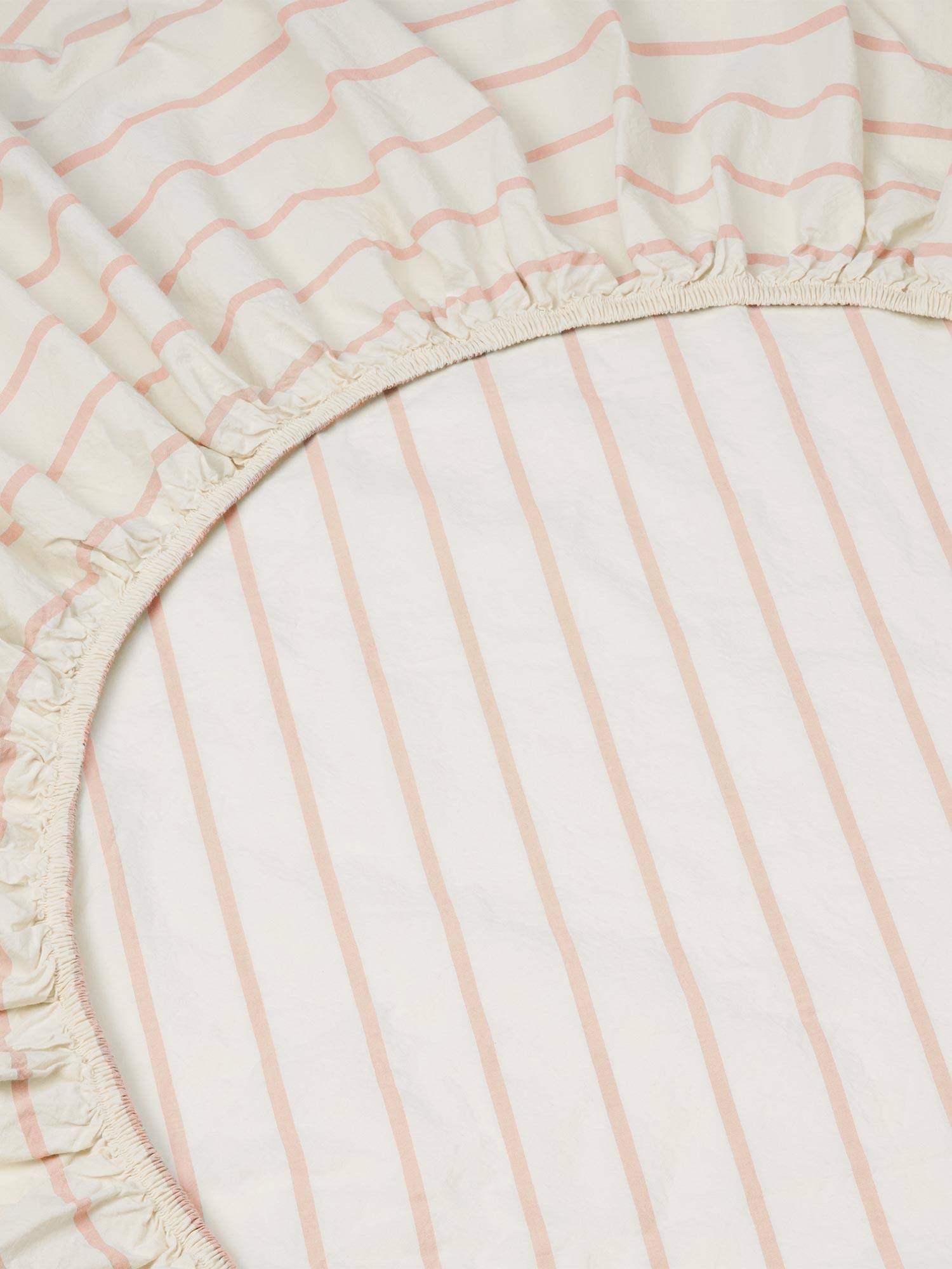 Blush Pink Slumber Stripe Cotton Fitted Sheet