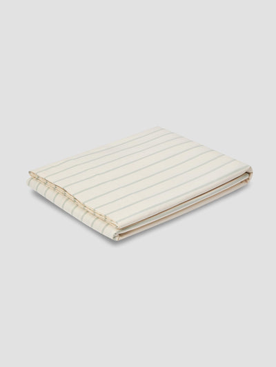 Mellow Green Slumber Stripe Cotton Flat Sheet