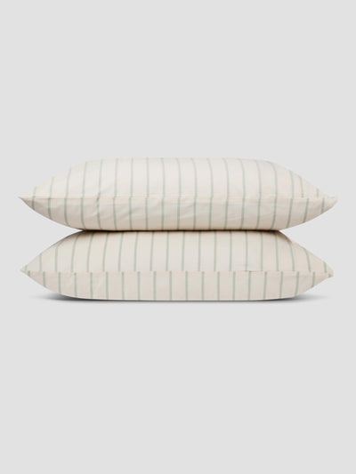Mellow Green Slumber Stripe Cotton Pillowcases (Pair) - alternate image