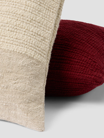 Cream & Oatmeal Soft Cross Weave Wool Square Cushion Cover