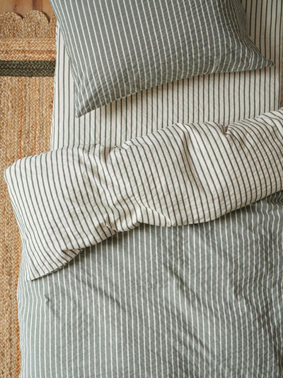 Spruce Green Texture Stripe Cotton Kids Bedding Set - alternate image