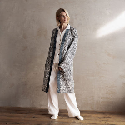 Ernest Blue Pure Acorn Linen Robe and Sleep Mask