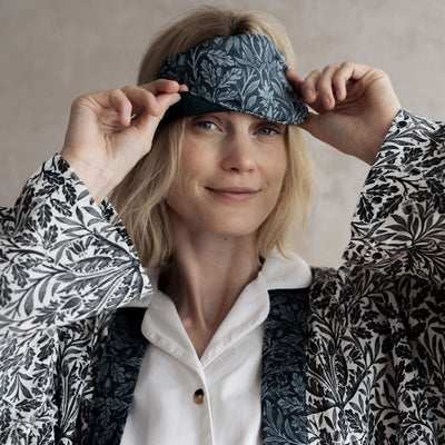 Ernest Blue Pure Acorn Linen Robe and Sleep Mask