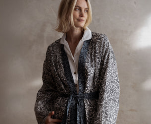 Ernest Blue Pure Acorn Linen Robe and Sleep Mask
