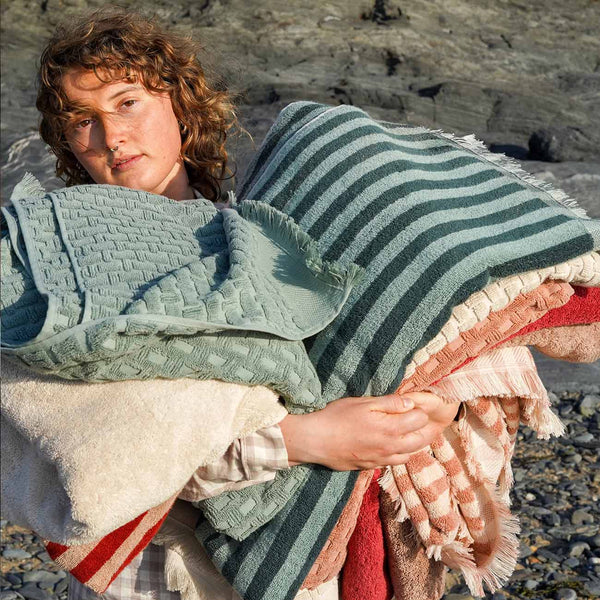 Sand Shell Pembroke Stripe Cotton Towels