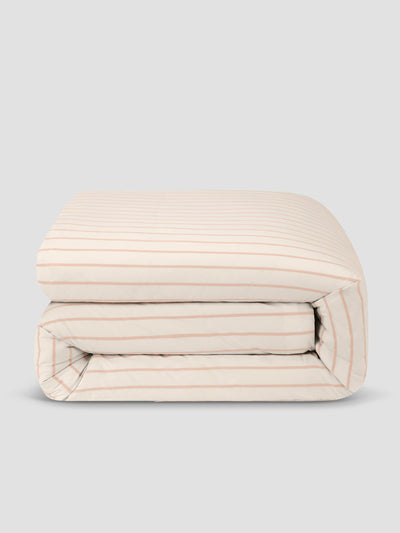 Blush Pink Slumber Stripe Cotton Duvet Cover